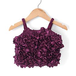 Babyhug Sleeveless Net Flowered Choli & Lehenga with Dupatta - Purple