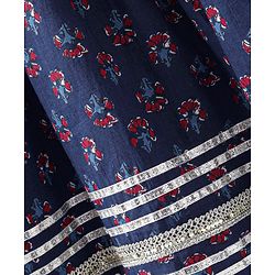 Babyhug Cambric Three Fourth Sleeve Overlap Ethnic Dress Block Printed & Embroidered - Indigo