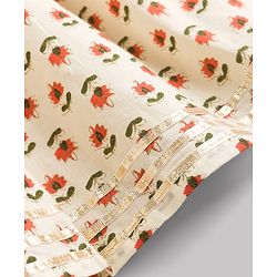 Babyhug Cotton Woven Three Fourth Sleeves Floral Printed Kurti Gharara Set with Dupatta & Lace Detailing - Off White