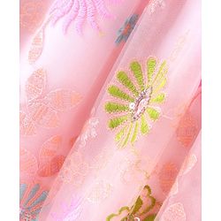 Babyhug Short Sleeves Sequence & Embroidered Lehenga Choli with Dupatta Set - Pink