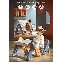 Babyhug 7-in-1 Multifunctional Block Table and Chair Set - Multicolour