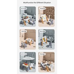 Babyhug 7-in-1 Multifunctional Block Table and Chair Set - Multicolour