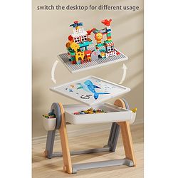 Babyhug 7-in-1 Multifunctional Block Table and Chair Set - Multicolour