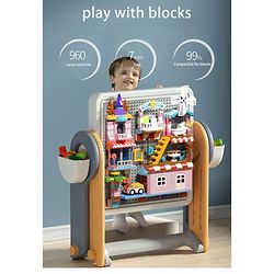 Babyhug 7-in-1 Multifunctional Block Table and Chair Set - Multicolour