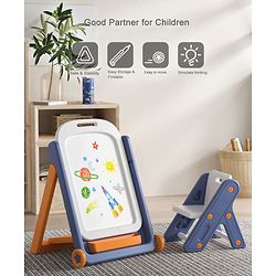 Multifunctional Block Drawing Table  Multicolor| Foldable Easel Board| Anti-glare Nanometer Coating| Comfortable Chair| With Wheels & Storage| Adjustable Height| Easy to Wipe
