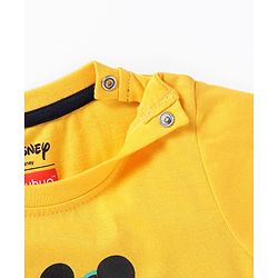 Babyhug Disney Cotton Knit Half Sleeves T-Shirt & Shorts Set With Mickey Mouse Graphics - Yellow