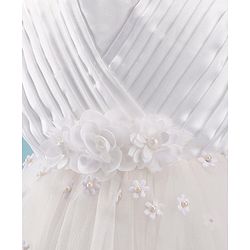 Babyhug Woven Sleeveless Fit and Flare Party Frock with Floral 3D Applique -Off White