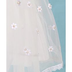 Babyhug Woven Sleeveless Fit and Flare Party Frock with Floral 3D Applique -Off White