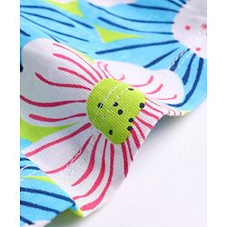 Babyhug Single Jersey Knit Half Sleeves Frocks with Floral Print & Bow Applique  - Blue