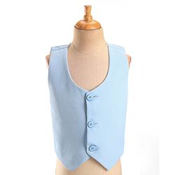 Babyhug Full Sleeves Sequined Party Suit with Waistcoat & Bow - Sky Blue