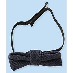 Babyhug Kint Half Sleeves Solid Color Waistcoat Set with Shirt & Bow - Navy Blue