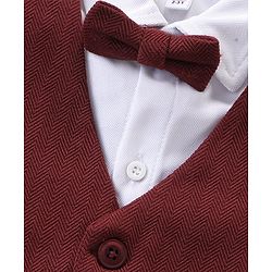Babyhug Half Sleeves Party Suit with Bow - Maroon