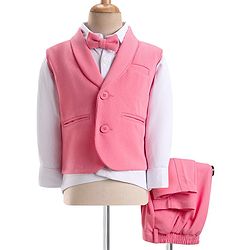 Babyhug Knitted Solid Colour Waistcoat Set With Full Sleeves Shirt- Pink