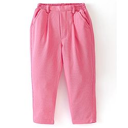 Babyhug Knitted Solid Colour Waistcoat Set With Full Sleeves Shirt- Pink