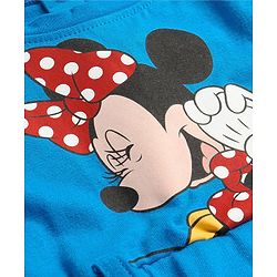 Babyhug Disney Cotton Half Sleeves Frock with Fanny Pack & Minnie Mouse Print - Blue