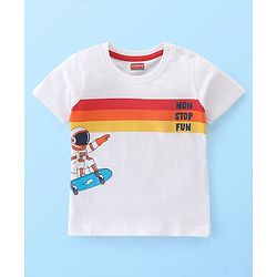 Babyhug 100% Cotton Knit Half Sleeves T-Shirt With Text  Graphics- White