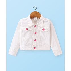 Babyhug Cotton Knit Full Sleeves Jacket With Frock Floral Print - White