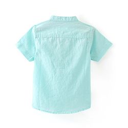 Babyhug Cotton Linen Half Sleeves Solid Kurta Shirt- Mint