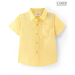 Babyhug Linen Woven Half Sleeves Solid Shirt - Yellow