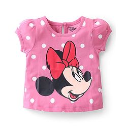 Babyhug Disney Cotton Knit Half Sleeves Top with Minnie Mouse Print Pack of 3 - Multicolor