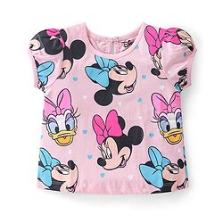 Babyhug Disney Cotton Knit Half Sleeves Top with Minnie Mouse Print Pack of 3 - Multicolor