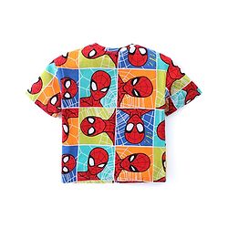Babyhug Marvel Cotton Knit Half Sleeves Oversized T-Shirt with Spiderman Print - Multicolor