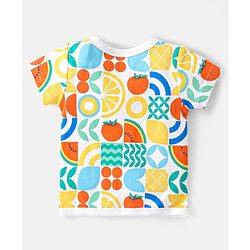 Babyhug 100% Cotton Knit  Half Sleeves Front Open Vests  Striped & Fruit Print Pack of 3 - Multicolour