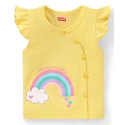 Babyhug 100% Cotton Knit Front Open Frill Sleeves Heart Printed Vest Pack of 3 - Multicolour