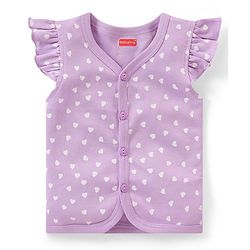 Babyhug 100% Cotton Knit Front Open Frill Sleeves Heart Printed Vest Pack of 3 - Multicolour