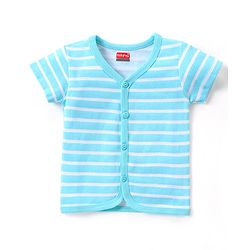 Babyhug 100% Cotton Knit Half Sleeves Striped & Dino Printed Set of Vests Pack of 3 - Multicolour