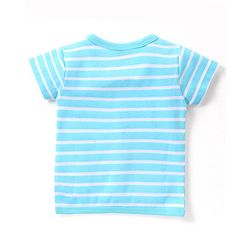 Babyhug 100% Cotton Knit Half Sleeves Striped & Dino Printed Set of Vests Pack of 3 - Multicolour