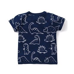Babyhug 100% Cotton Knit Half Sleeves Striped & Dino Printed Set of Vests Pack of 3 - Multicolour