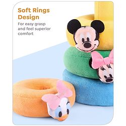 Babyhug 5 Pcs Disney Mickey And Friends Plush Stacking Ring Toy| 4 Rings and 1 Base Soft Stacking Toy| STEM Montessori Learning Toy for 1 - 3 Years Kids| Boost Motor Skills Creativity & Hand Eye Co-ordination| BIS Certified
