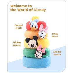 Babyhug 5 Pcs Disney Mickey And Friends Plush Stacking Ring Toy| 4 Rings and 1 Base Soft Stacking Toy| STEM Montessori Learning Toy for 1 - 3 Years Kids| Boost Motor Skills Creativity & Hand Eye Co-ordination| BIS Certified