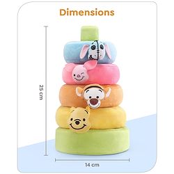 Babyhug 5 Pcs Disney Mickey And Friends Plush Stacking Ring Toy| 4 Rings and 1 Base Soft Stacking Toy| STEM Montessori Learning Toy for 1 - 3 Years Kids| Boost Motor Skills Creativity & Hand Eye Co-ordination| BIS Certified