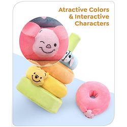 Babyhug 5 Pcs Disney Mickey And Friends Plush Stacking Ring Toy| 4 Rings and 1 Base Soft Stacking Toy| STEM Montessori Learning Toy for 1 - 3 Years Kids| Boost Motor Skills Creativity & Hand Eye Co-ordination| BIS Certified