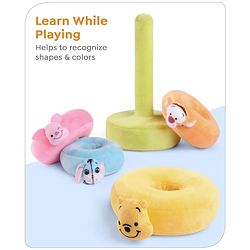 Babyhug 5 Pcs Disney Mickey And Friends Plush Stacking Ring Toy| 4 Rings and 1 Base Soft Stacking Toy| STEM Montessori Learning Toy for 1 - 3 Years Kids| Boost Motor Skills Creativity & Hand Eye Co-ordination| BIS Certified
