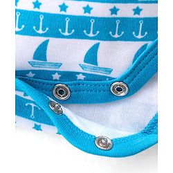 Babyhug 100% Cotton Knit Interlock Half Sleeves Onesies With Light House & Boat Pack Of 3 - Blue