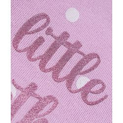Babyhug 100% Cotton Knit Sleeveless Frock Style Onesie Text & Polka Dots Print - Lilac
