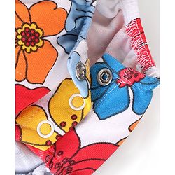 Babyhug 100% Cotton Knit Frill Sleeves Onesies Floral Print - Blue White & Red