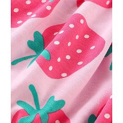 Babyhug 100% Cotton Knit Frill Sleeves Strawberry Printed Onesie - Pink