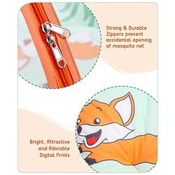 Babyhug Cotton Mattress Set with Mosquito Net Fox Print- Pista Green