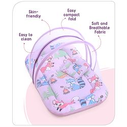 Babyhug Cotton Mattress Set with Mosquito Net Fox Print- Pista Green