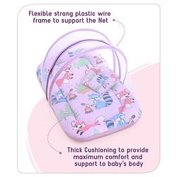 Babyhug Cotton Mattress Set with Mosquito Net Fox Print- Pista Green