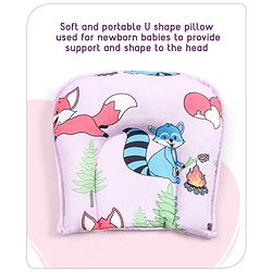 Babyhug Cotton Mattress Set with Mosquito Net Fox Print- Pista Green