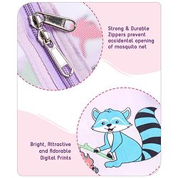 Babyhug Cotton Mattress Set with Mosquito Net Fox Print- Pista Green