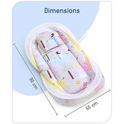 Babyhug Cotton Mattress Set with Mosquito Net Fox Print- Pista Green