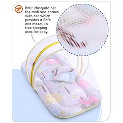 Babyhug Cotton Mattress Set with Mosquito Net Fox Print- Pista Green