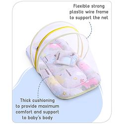 Babyhug Cotton Mattress Set with Mosquito Net Fox Print- Pista Green