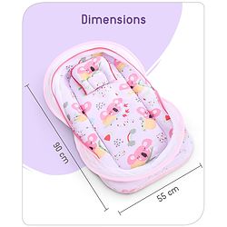 Babyhug Cotton Mattress Set with Mosquito Net Fox Print- Pista Green
